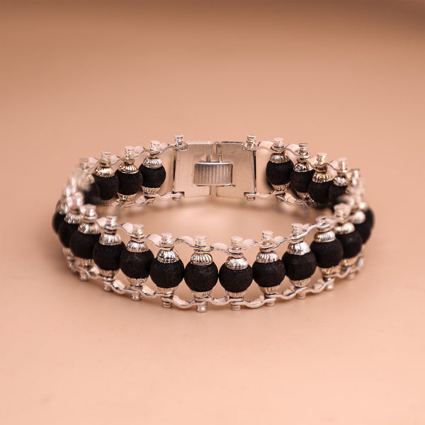Silver Plated Karungali Bracelet (Abhimantrit) for Protection