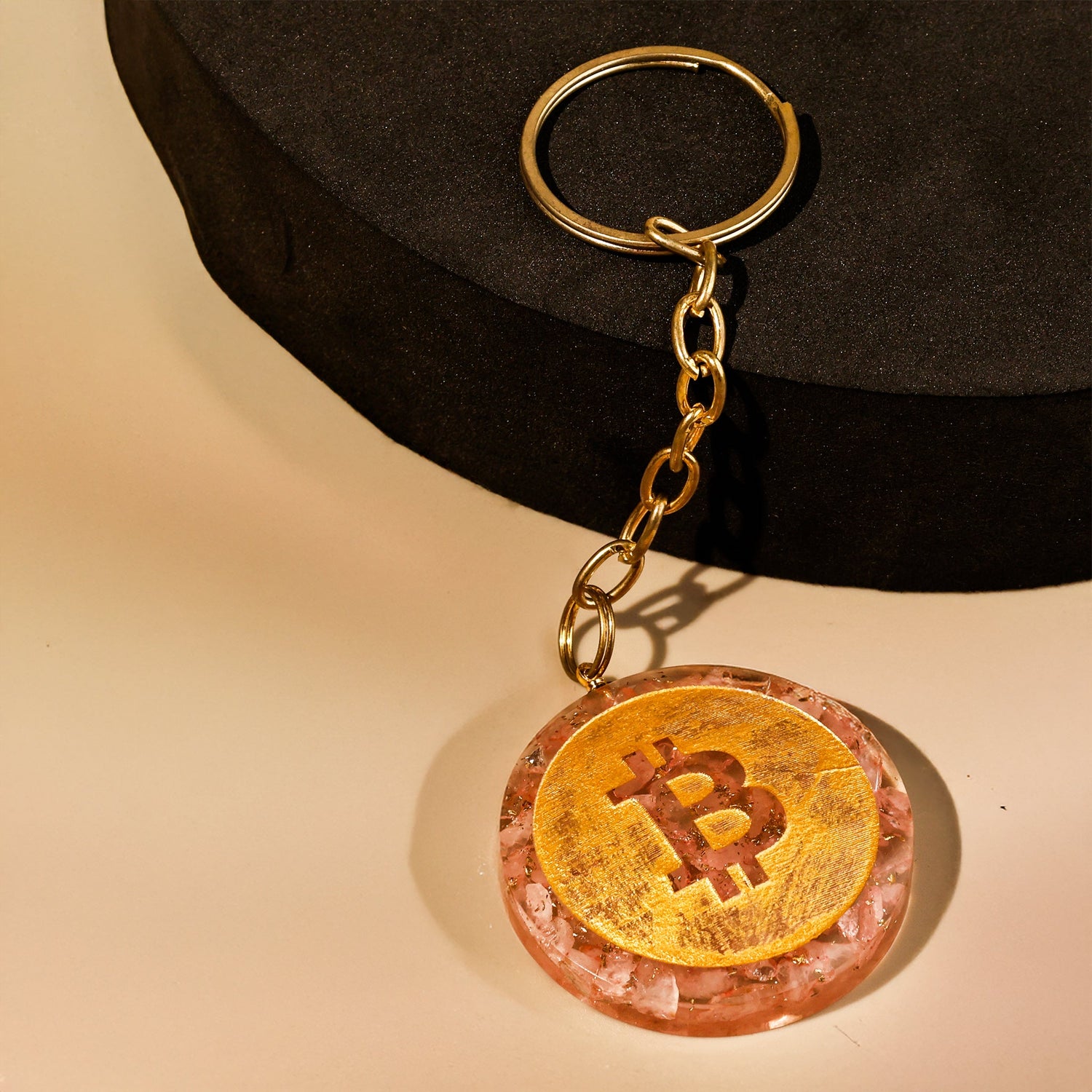 Bitcoin Rose Quartz Keychain (Relationshi & Love)