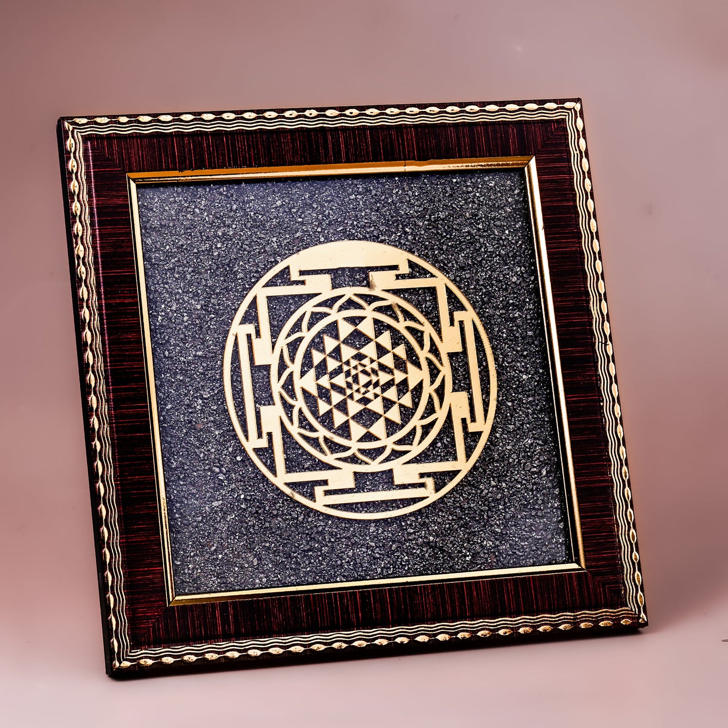 Shri Yantra Raw Pyrite Frame