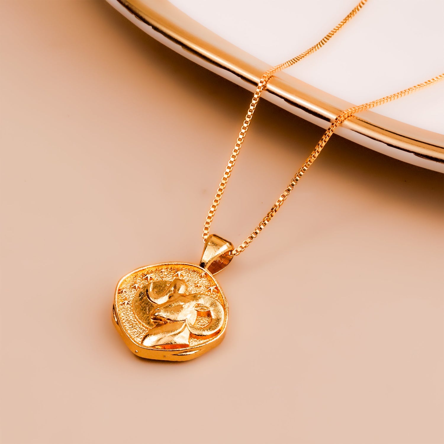 Aries Zodiac Sign Gold Plated Pendant