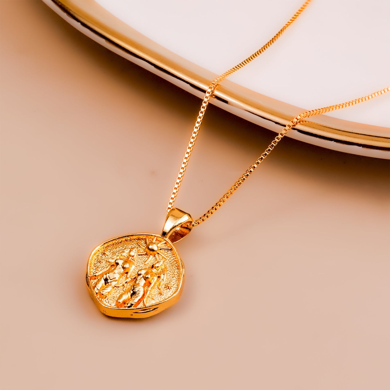 Gemini Zodiac Sign Gold Plated Pendant