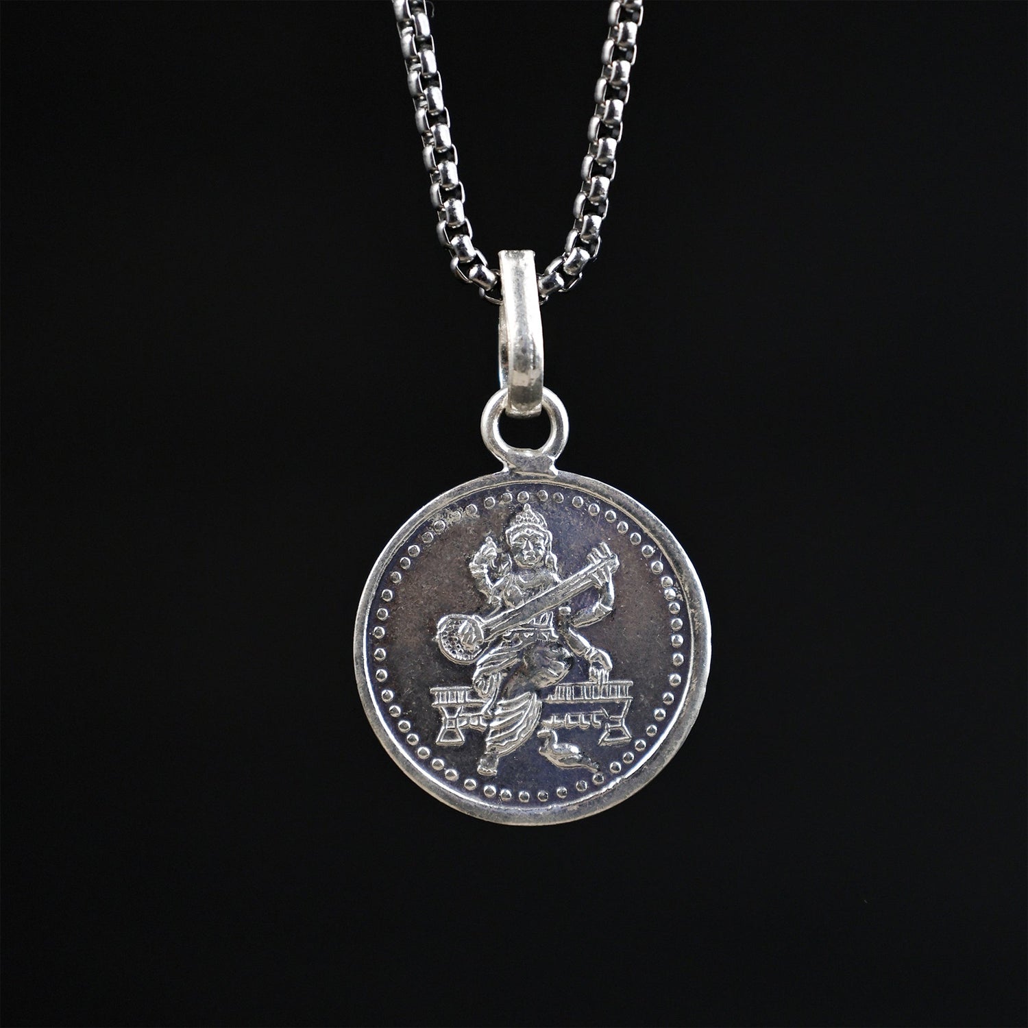 Saraswati Yantra Pure Silver Pendant