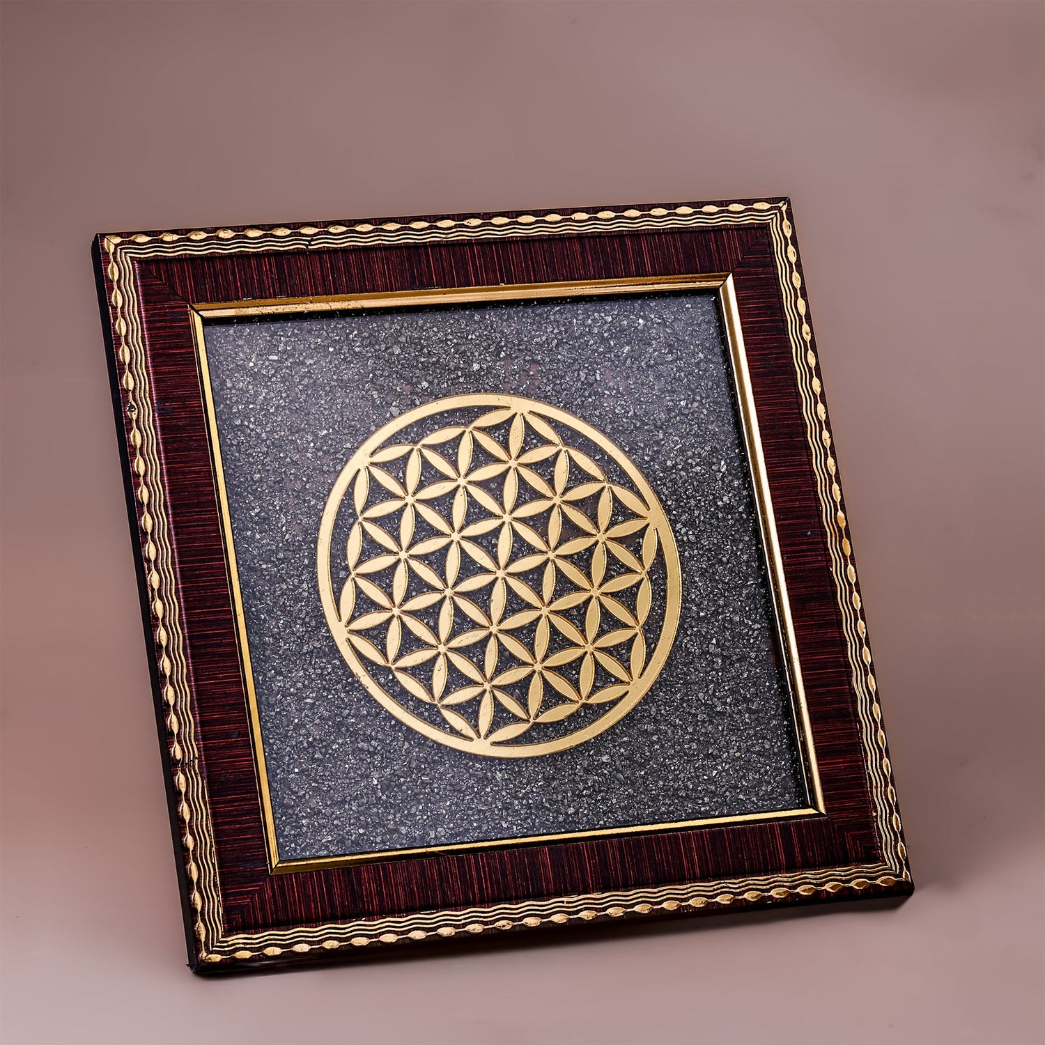 Flower Of Life Raw Pyrite Frame