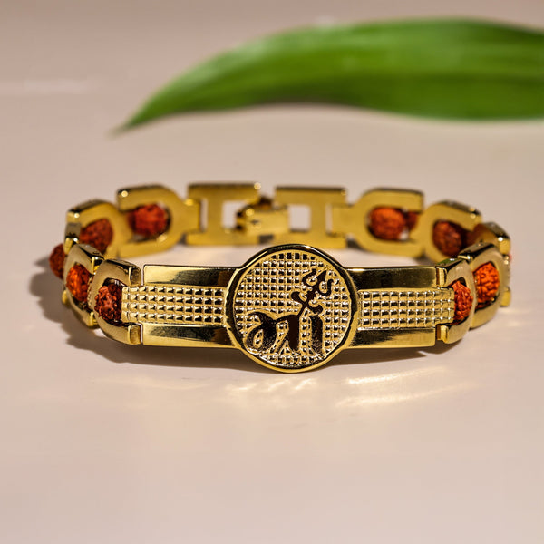 Maa Rudraksha Bracelet Gold Plated for Protection, Blessings & Peace