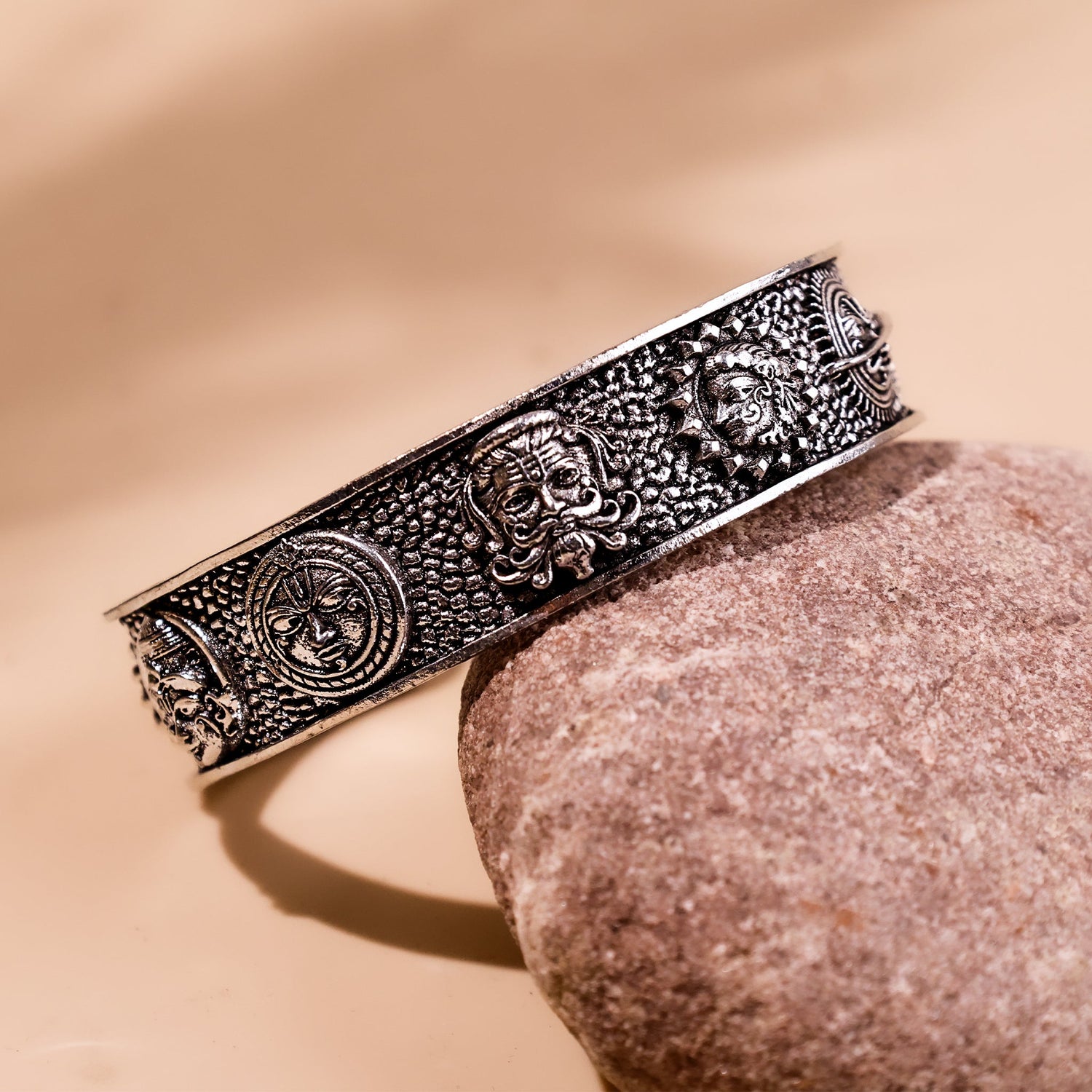 Nav Grah Kada (Silver Oxidize) - Abhimantrit Spiritual Kada for Planetary Balance