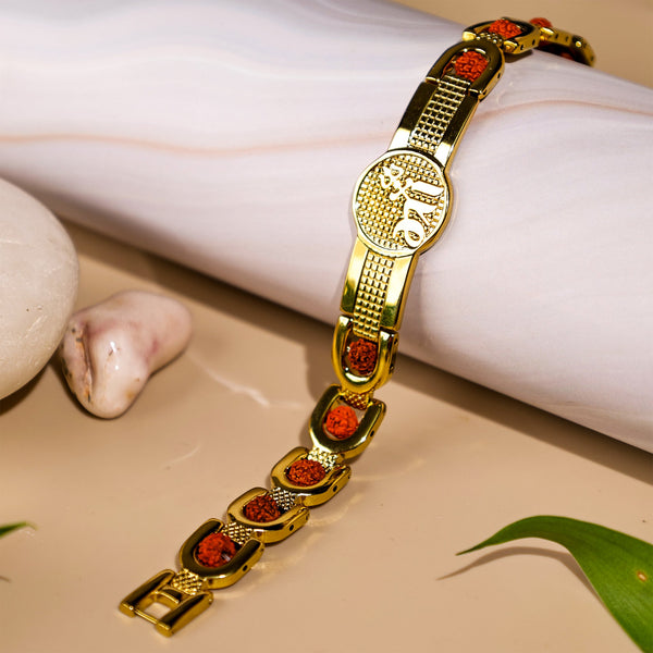 Maa Rudraksha Bracelet Gold Plated for Protection, Blessings & Peace