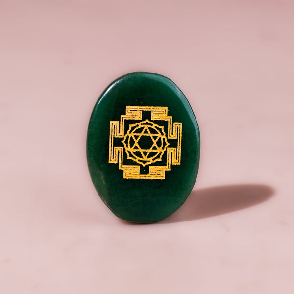 Green Jade Lakshmi Shri Yantra Coin