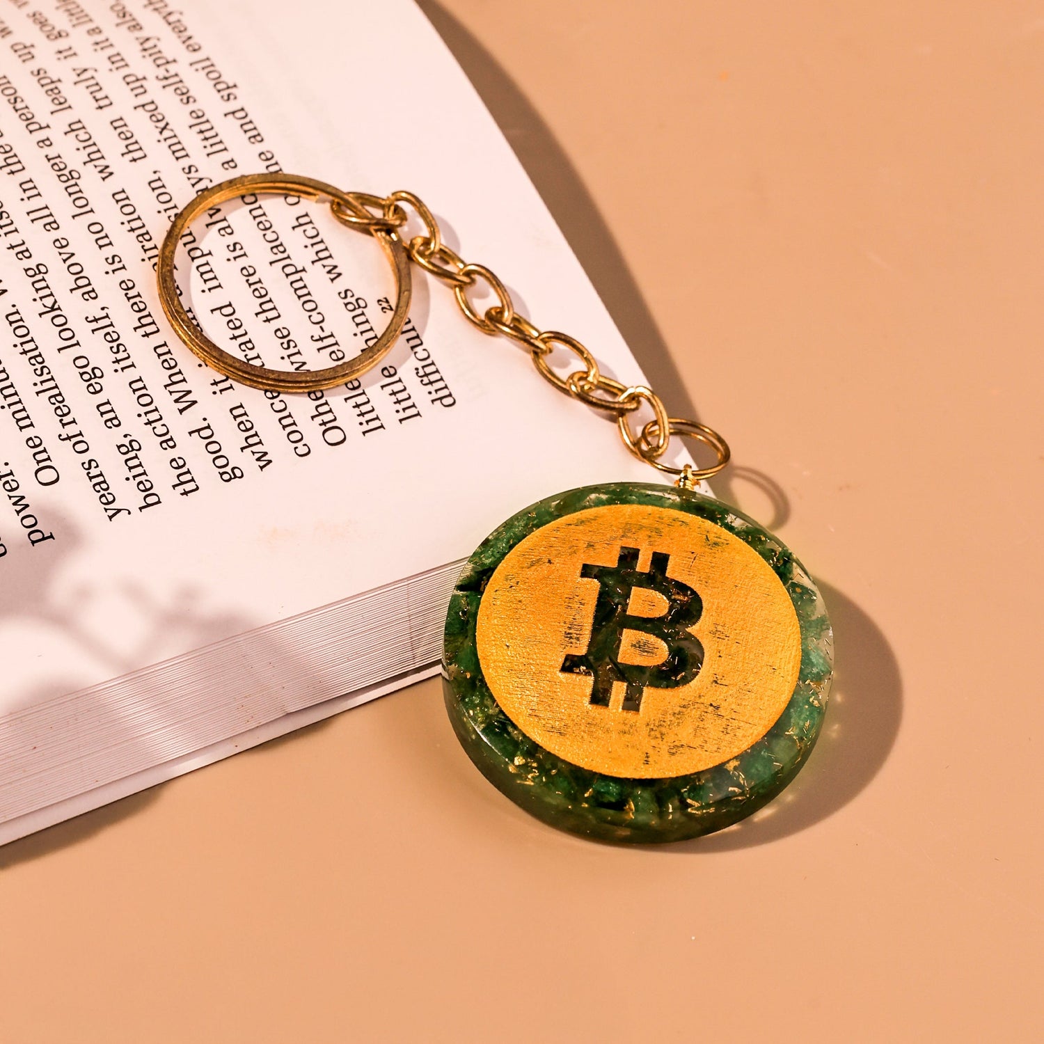 Bitcoin Green Jade Keychain