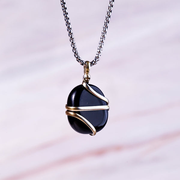 Black Obsidian Wrapping Pendant