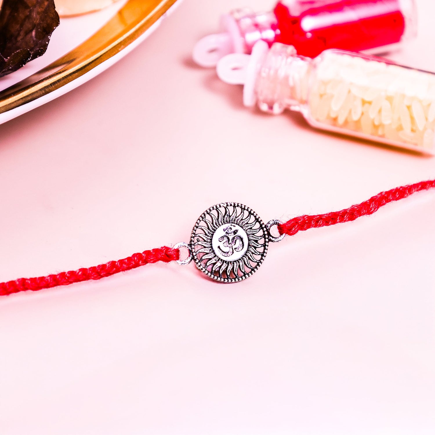 92.5 Pure Silver Round OM Rakhi