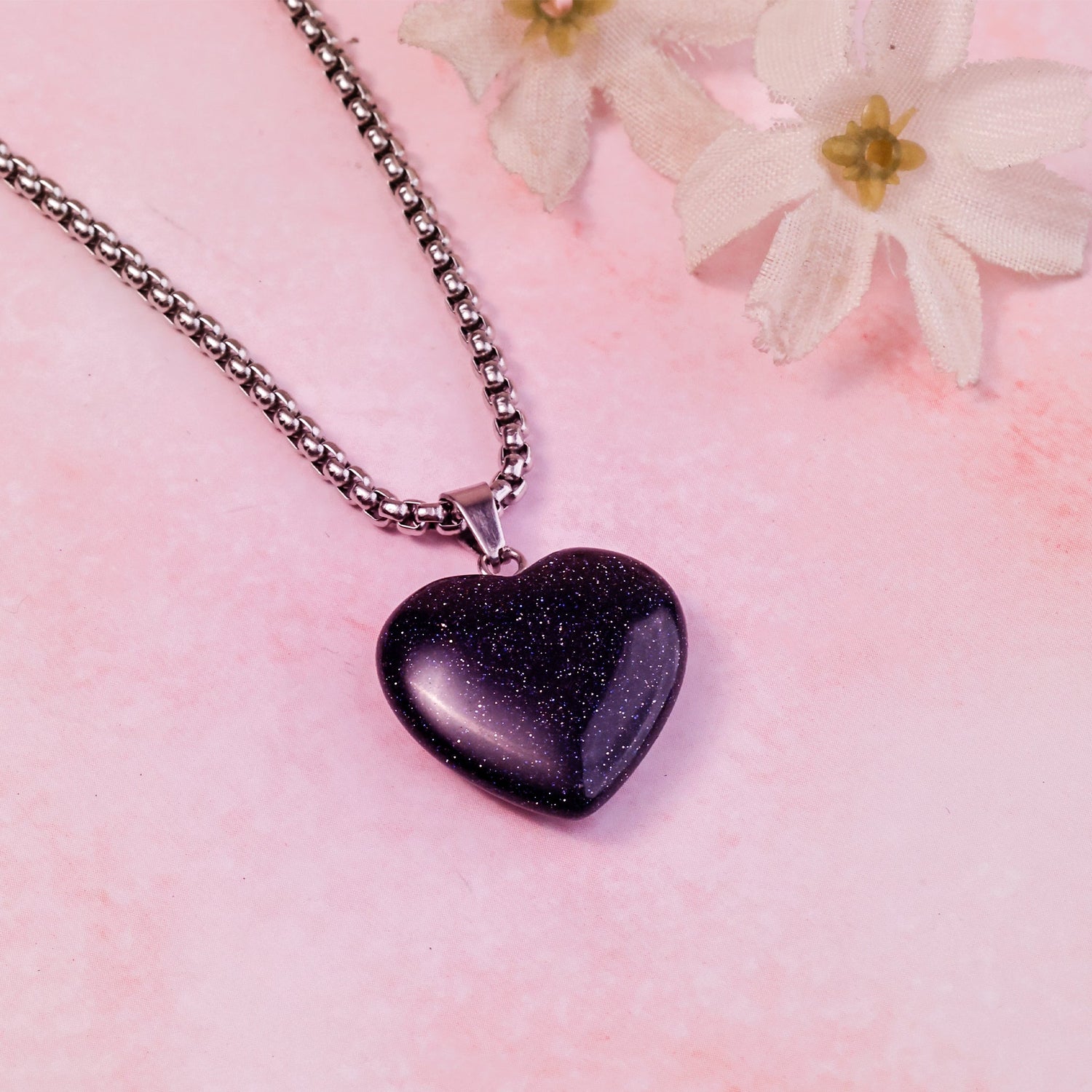 Blue Sunstone Heart Pendant