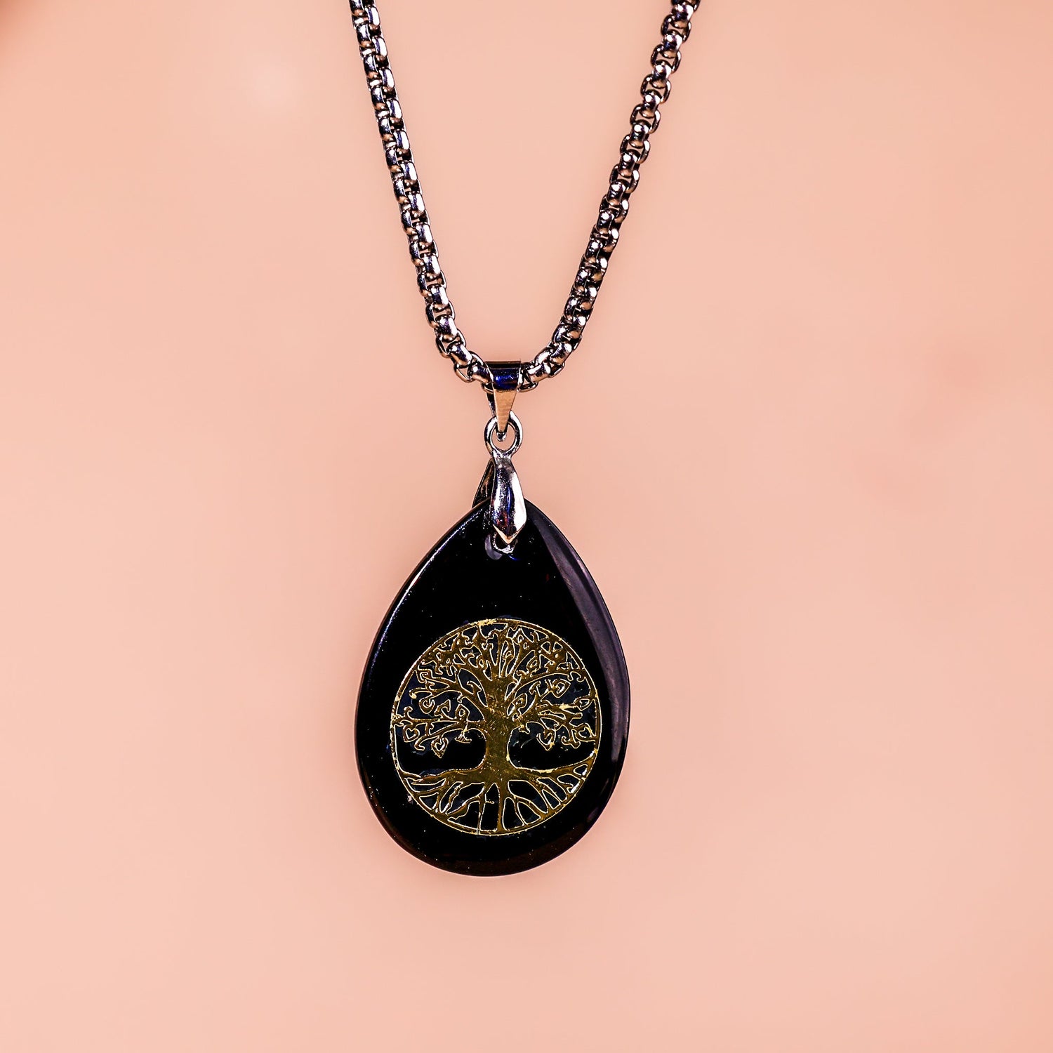 Black Obsidian Life of Tree Pendant