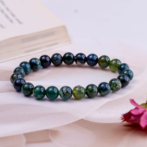 Moss Agate Bracelet (Abhimantrit) for Growth & Balance