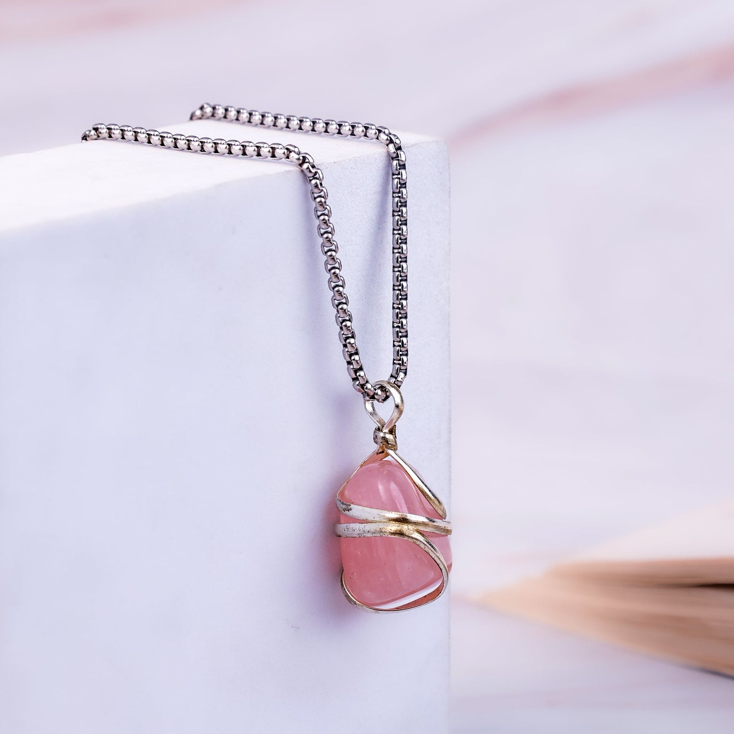 Rose Quartz Wrapping Pendant (Relationship & Love)