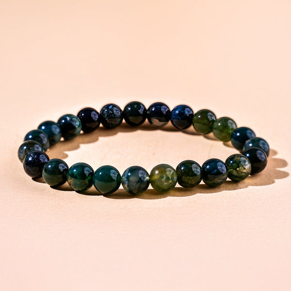 Moss Agate Bracelet (Abhimantrit) for Growth & Balance