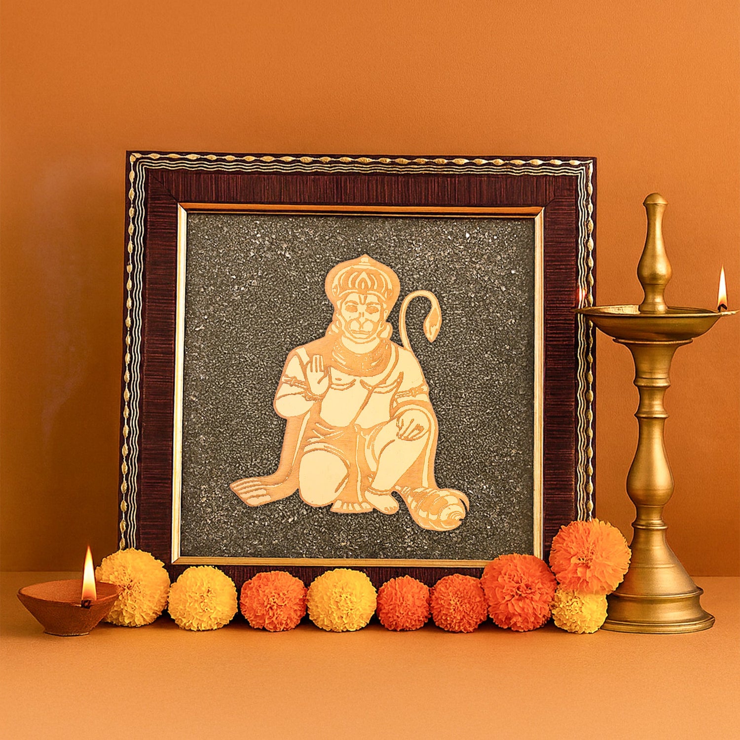 Hanuman Ji Raw Pyrite Frame