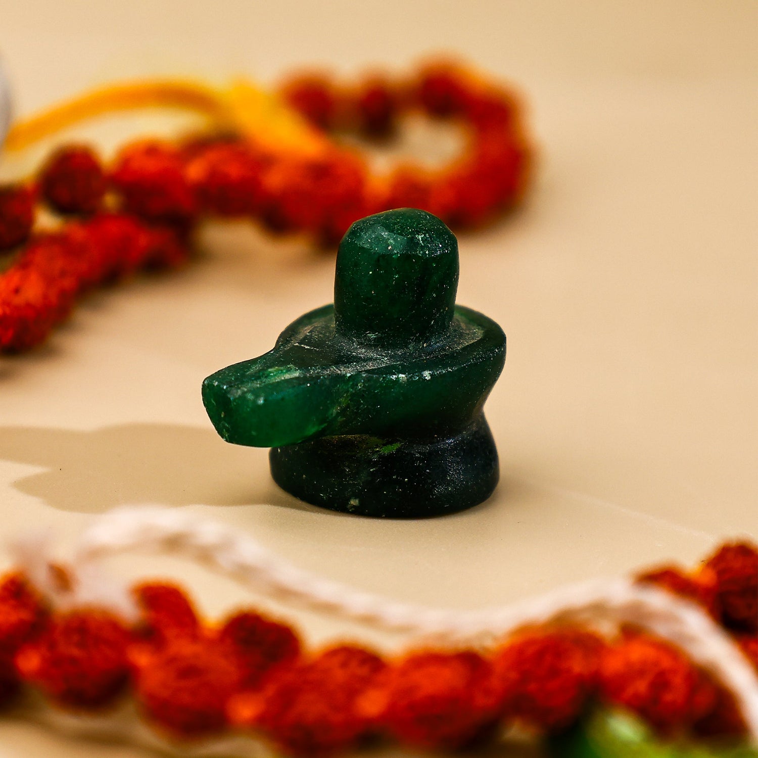 Green Jade Shivling Idol