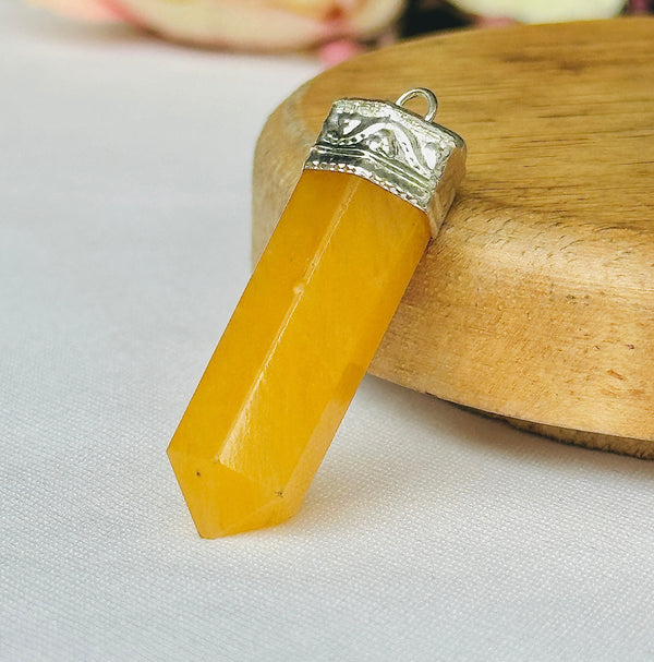 Fulfill Your Desires with Divine Blessings: Yellow Aventurine Pencil Pendant