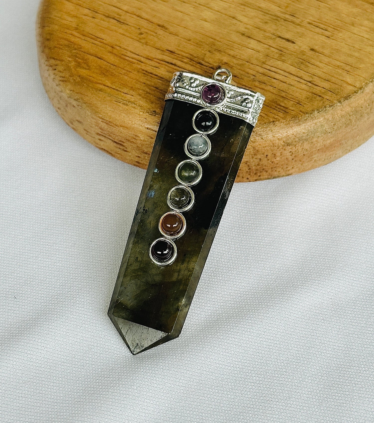 Awaken Your Inner Power & Open Your Third Eye Chakra: Labradorite Seven Chakra Pendant