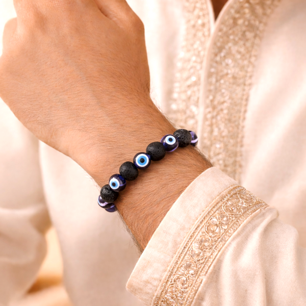Lava Stone Evil Eye Bracelet - Protection & Energy Healing Bracelet