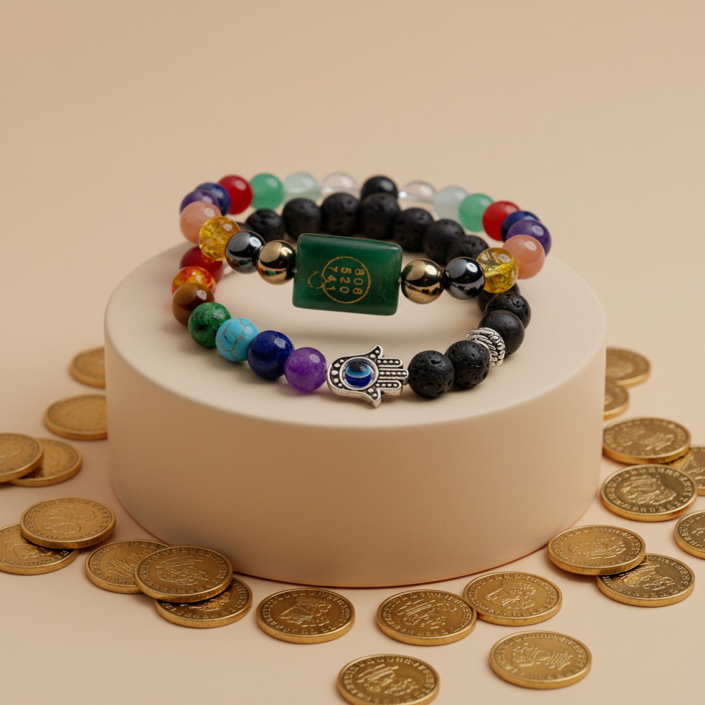 Business Success Bracelet with 7 Chakra & Lava Stone for Growth & Balance
