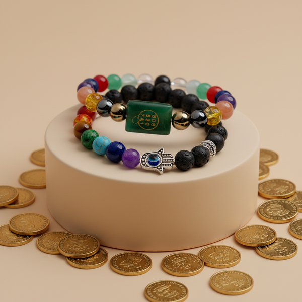 Business Success Bracelet with 7 Chakra & Lava Stone for Growth & Balance