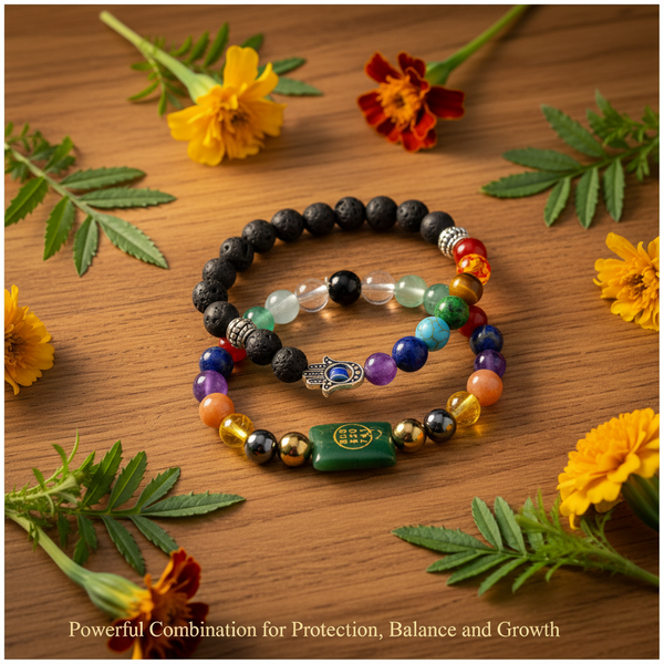 Business Success Bracelet with 7 Chakra & Lava Stone for Growth & Balance