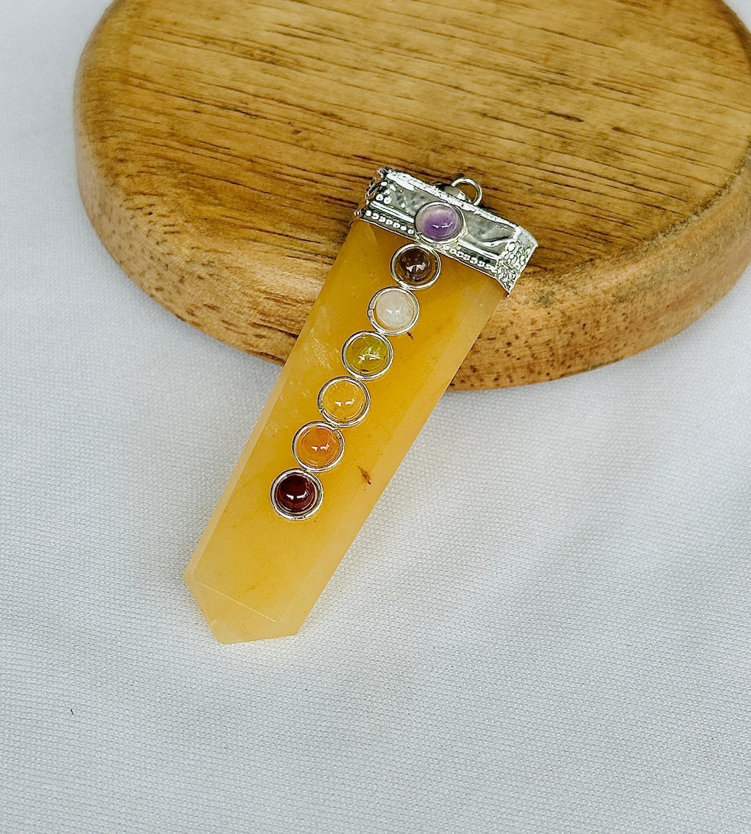 Fulfill Your Desires with Divine Blessings: Yellow Aventurine Seven Chakra Pendant